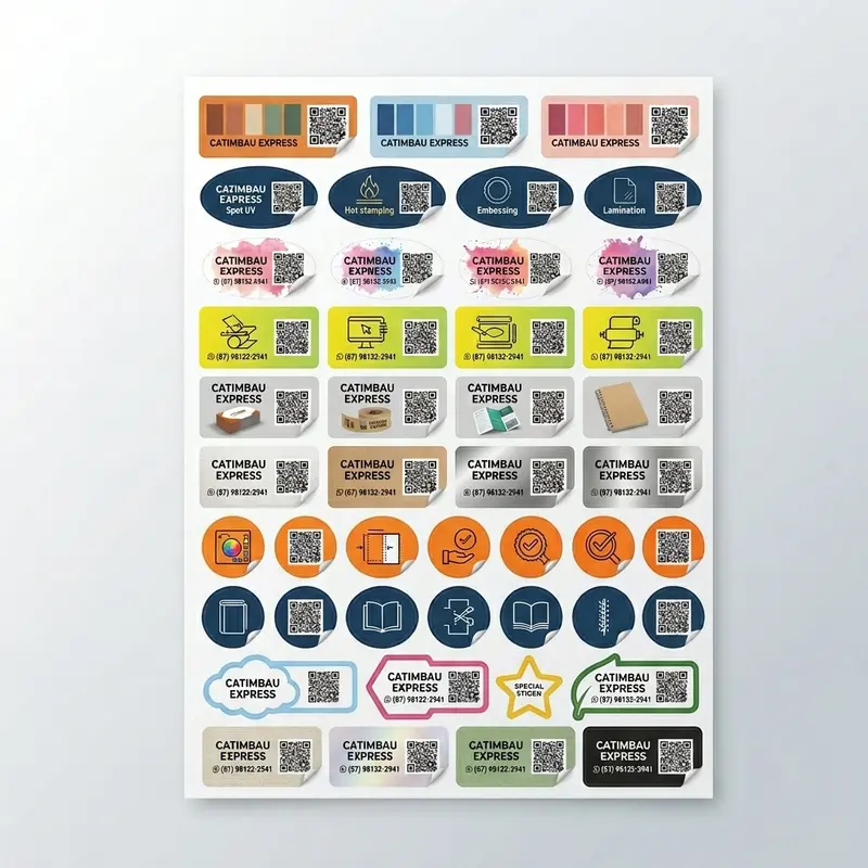 Cartela de Papel Adesivo Brilhante (A4 - 80g)